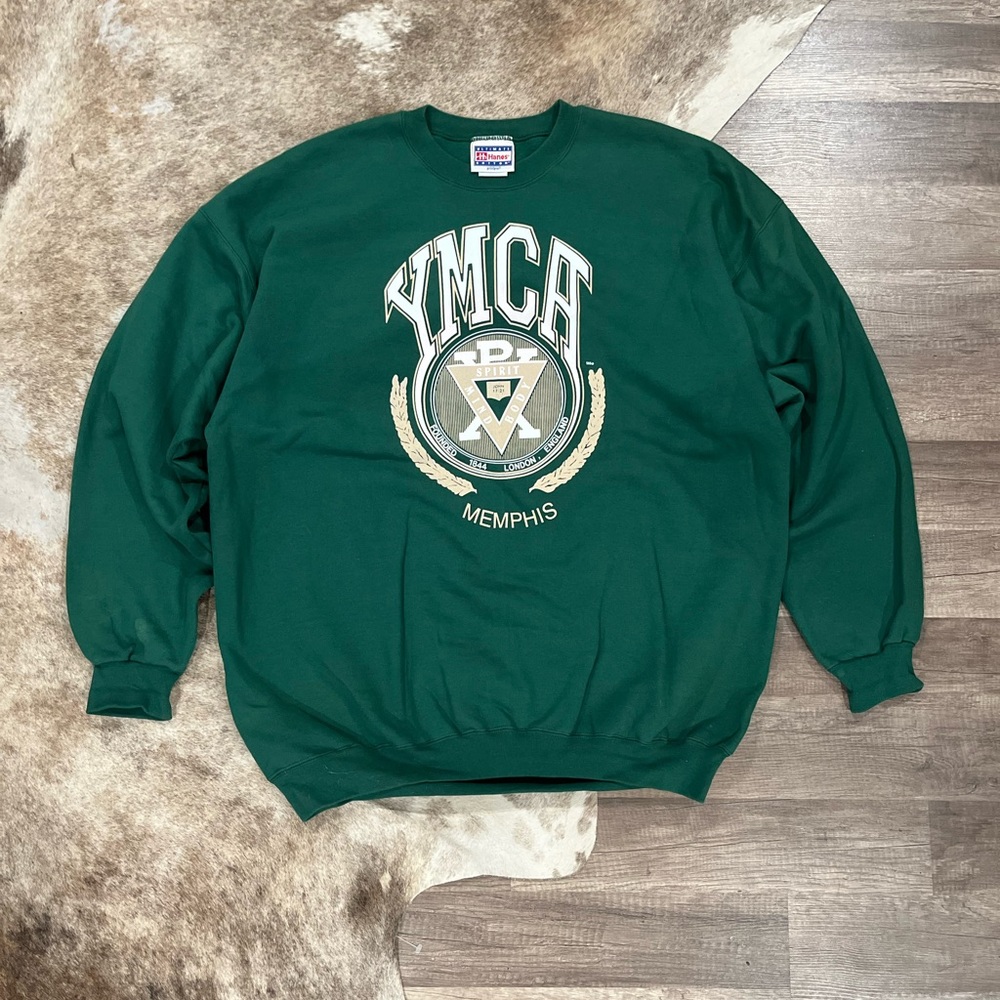 Vintage YMCA Memphis Green Crewneck Sweatshirt Size XL